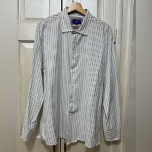 Tallia Men’s Size XL 27 1/2 White/Black Long Sleeve Button Up Cotton Shirt